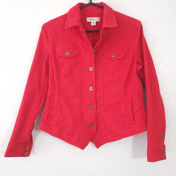 Coldwater Creek short cropped Jacket Womens Petite 4 Red Casual Button U… - Picture 2 of 15